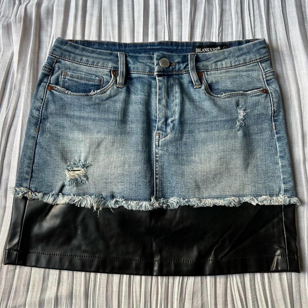 BlankNYC leather and denim skirt!